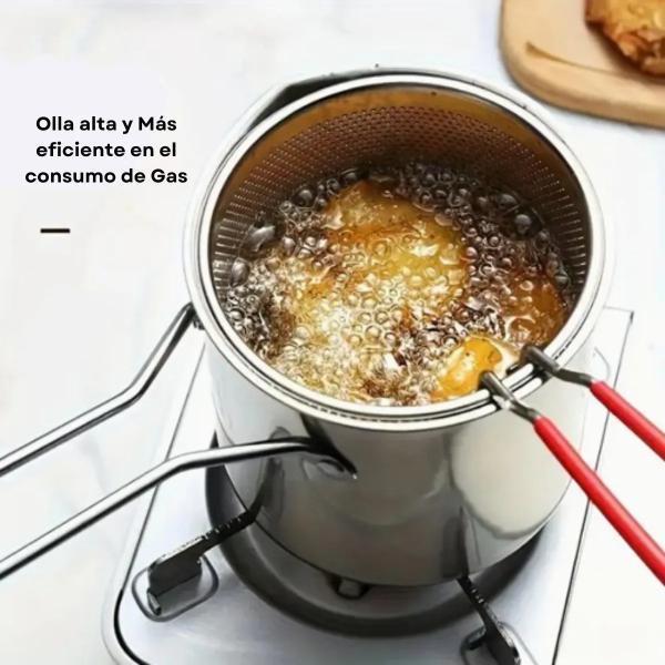 Olla de acero inoxidable con cesta coladora, foto del proveedor