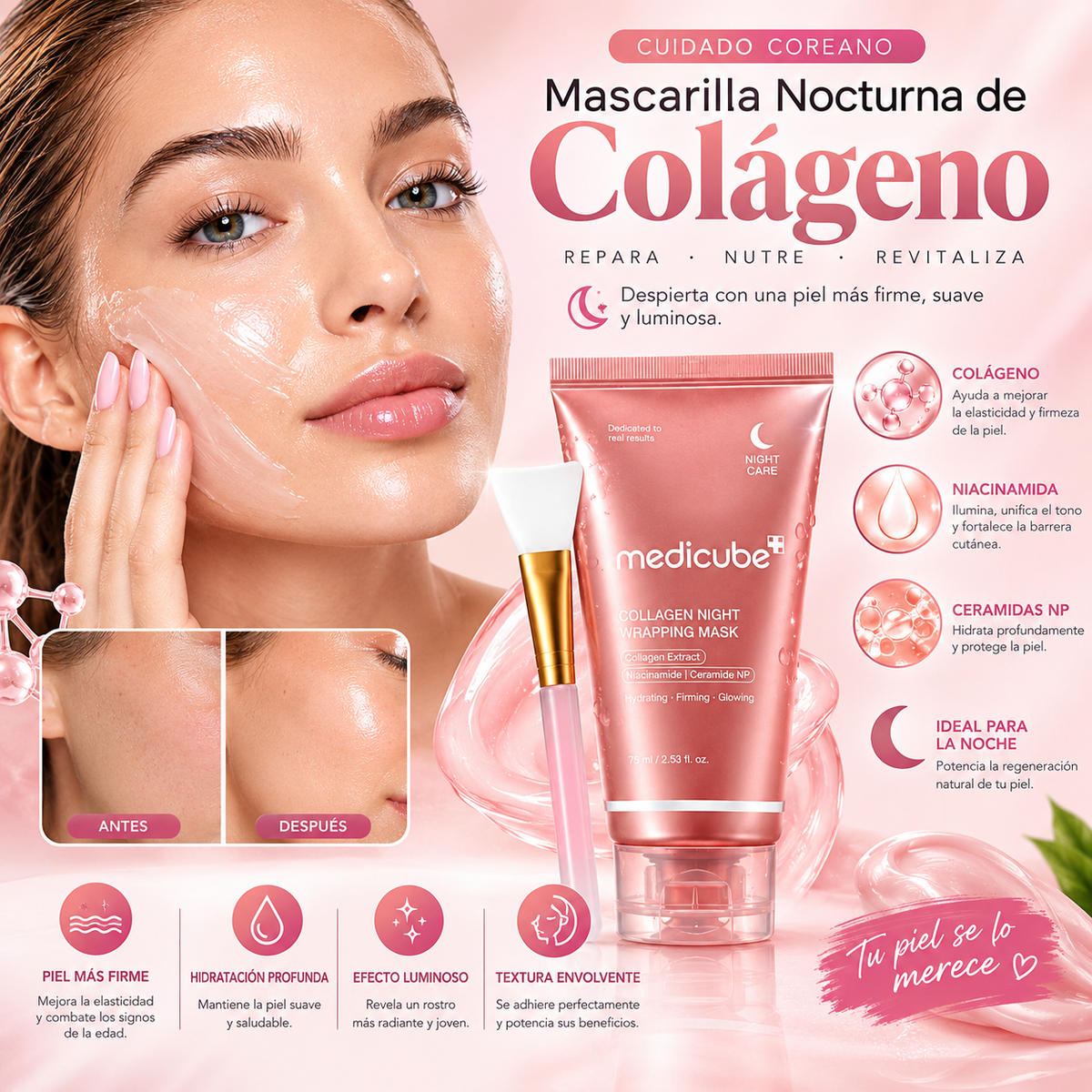 Mascarilla Nocturna de Colágeno: Firmeza e Hidratación Intensiva Mientras Duermes