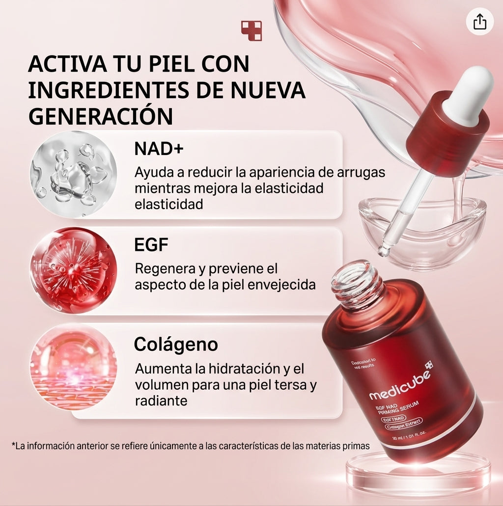 ✨ Sérum Facial EGF + NAD+: Reafirma, hidrata y devuelve luminosidad a tu piel.