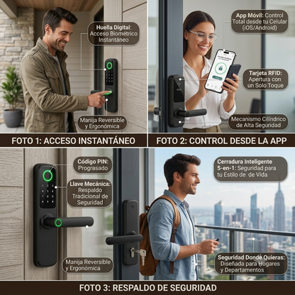 CERRADURA INTELIGENTE MODELO Galaxy 2026 5 EN 1