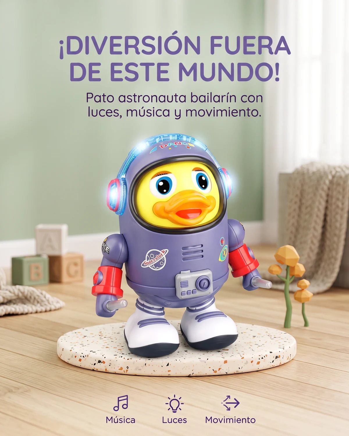 Astro-Pato Bailarín: diversión fuera de este mundo con luces LED, música y movimiento